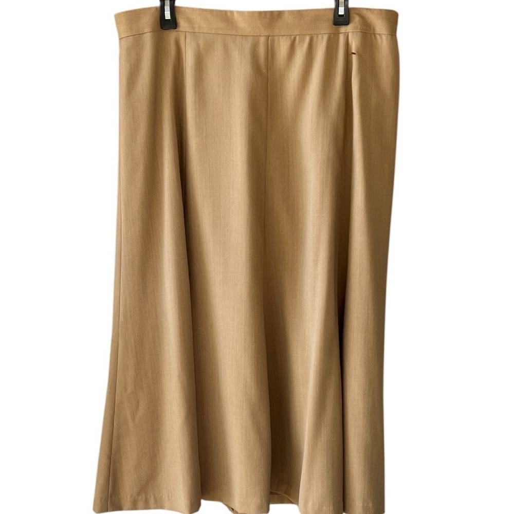 The J Peterman Company Vintage 100% Wool Sz 16 Half Circle Midi Skirt Camel